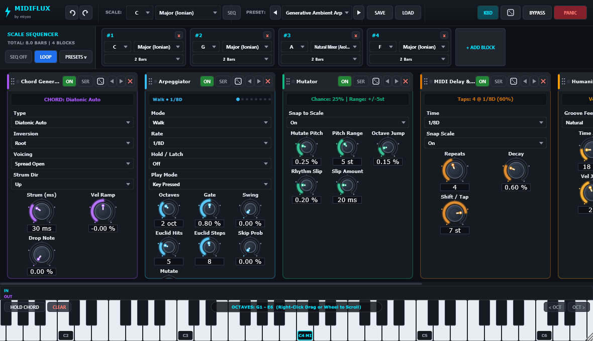 MidiFlux Scale Progression Sequencer & Modular Blocks