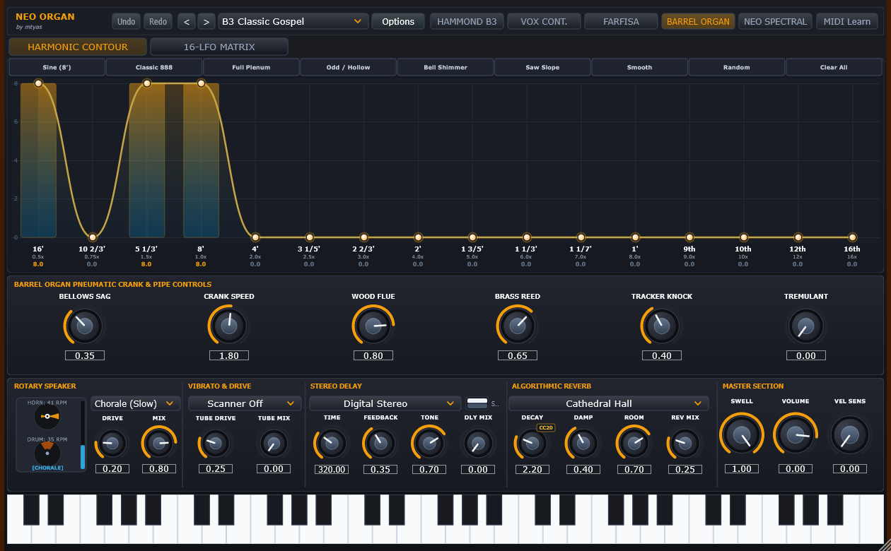 NeoOrgan French Barrel Organ & Harmonic Contour Interface